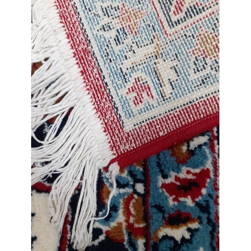 550 - Large vintage Persian rug red base with blue surround and a brown central medallion and intricate fl... 