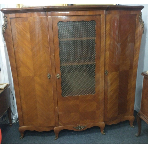 559 - Impressive storage cabinet (previously used as a bookcase) with glazed central section and wirework ... 