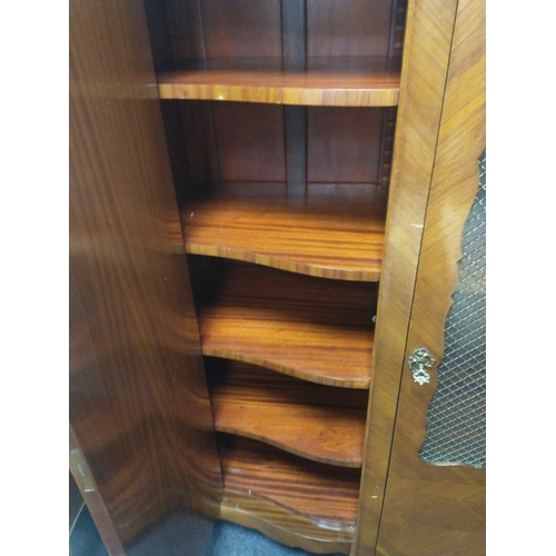 559 - Impressive storage cabinet (previously used as a bookcase) with glazed central section and wirework ... 