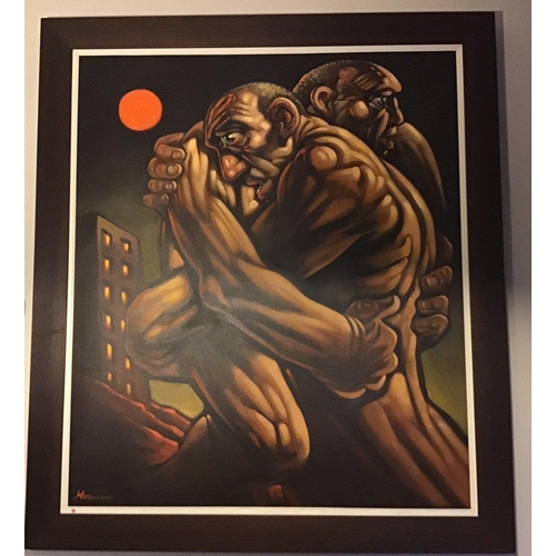 619 - PETER HOWSON OBE (Scottish b 1958)
‘ Paradise Lost'
Large oil on canvas, signed
Size 107cm x91... 