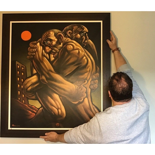 619 - PETER HOWSON OBE (Scottish b 1958)
‘ Paradise Lost'
Large oil on canvas, signed
Size 107cm x91... 