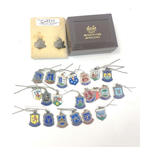 76 - A box of 21 Scottish place name charms all stamped silver and with enamel decoration, gross weight 3... 