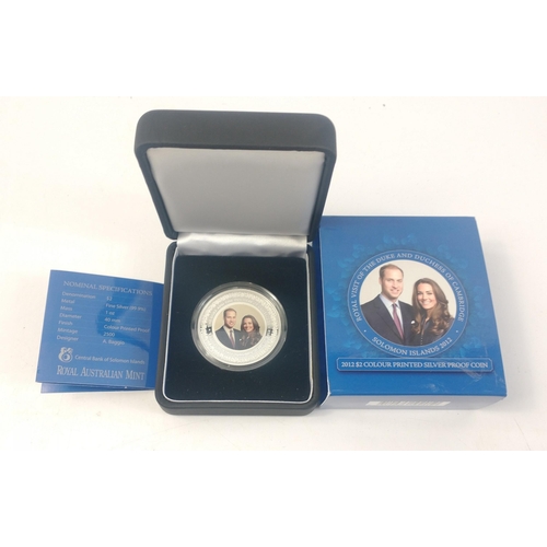 14 - 2012 $2 Fine Silver(99.9%) 1oz Colour Printed Silver Proof coin commemmorating the Duke and Duchess ... 