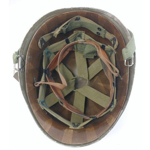 141 - Korean War era United States US M1 Infantry helmet with 2nd Battalion US Ranger decal and liner.   L... 