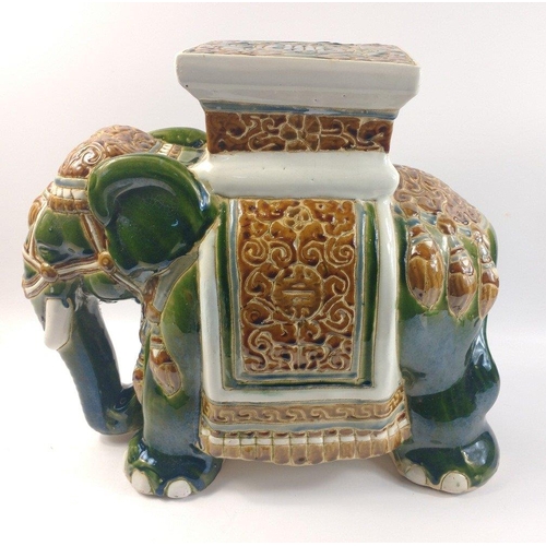 164 - An impressive Indian elephant ceramic plant stand, 50x40cm approx#165