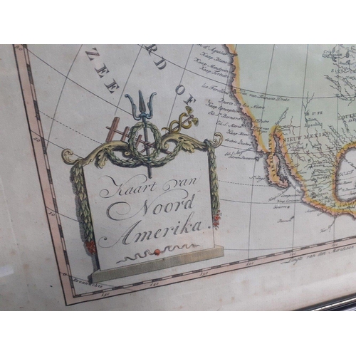 295 - KAART VAN NOORD AMERIKA. A stunning early eighteenth century hand coloured Dutch map of North Americ... 