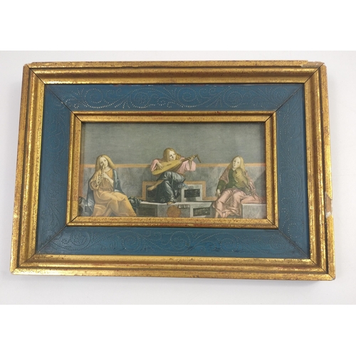 307 - CLASSICAL! A Medici Society print dating from 1920s, of 'Three Angel Musicians' by Carpaccio in a wo... 