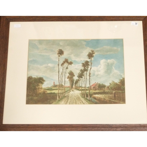 310 - A large print of a pastoral scene with a glazed wooden frame, frame measures 88x74cm approx and visi... 