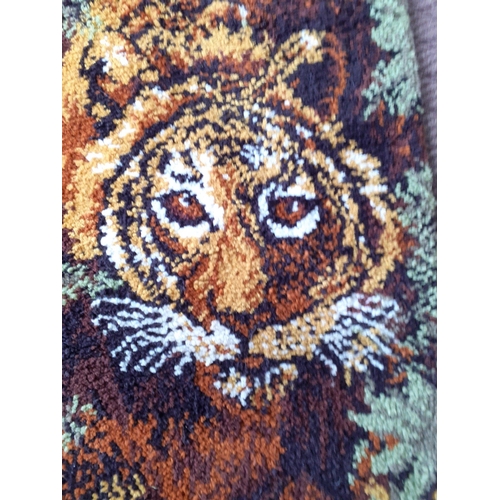 324 - A BEAUTIFUL handmade woollen rug depicting a large faced TIGER - width 77cm x height 1205cm approx -... 