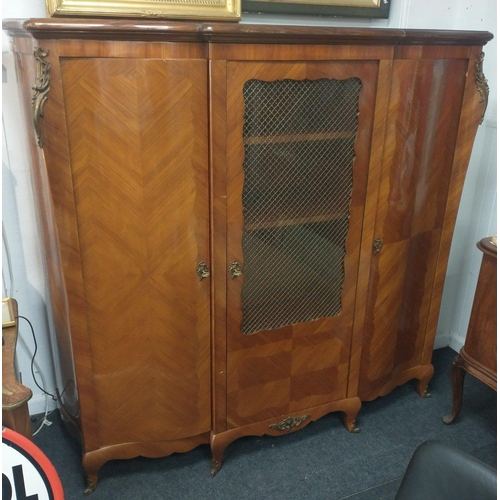 332 - Impressive storage cabinet (previously used as a bookcase) with glazed central section and wirework ... 