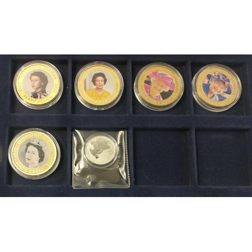 57 - A collection of five encapsulated diamond jubilee coins in a presentation box representing Guernsey,... 