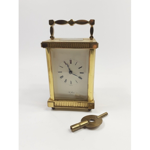 70 - Substantial solid ST JAMES LONDON brass carriage clock with key. Standing 12cm high approx this is a... 