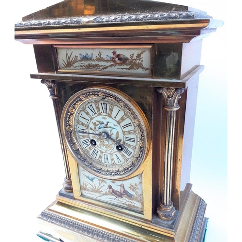 72 - A superb heavy brass cased Palladian style brass mantle clock. A truly gorgeous piece with elaborate... 