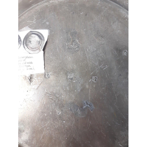 89 - An eighteenth century PEWTER PLATE carrying touch marks for Samuel Dunscombe (1740-1775) with a nice... 