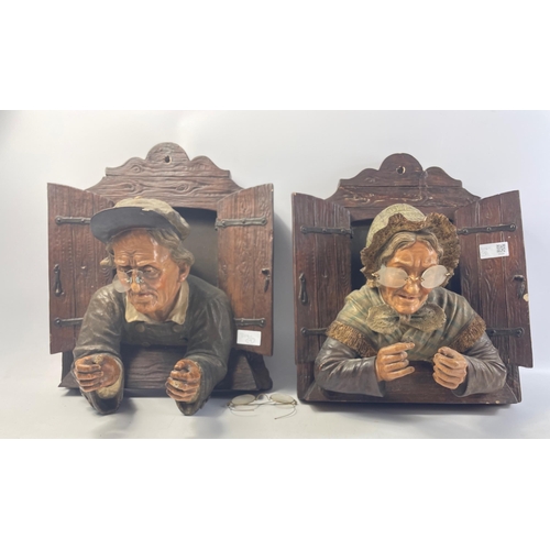 143 - RARE ITEMS! Two highly unusual 19th century AUSTRIAN, possibly by Friedrich Goldscheider, polychrome... 