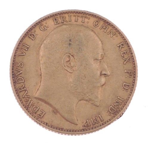 18 - FULL GOLD SOVEREIGN Edward Vll 1902 weight 7.942g approx - condition coin has a dent and a further c... 