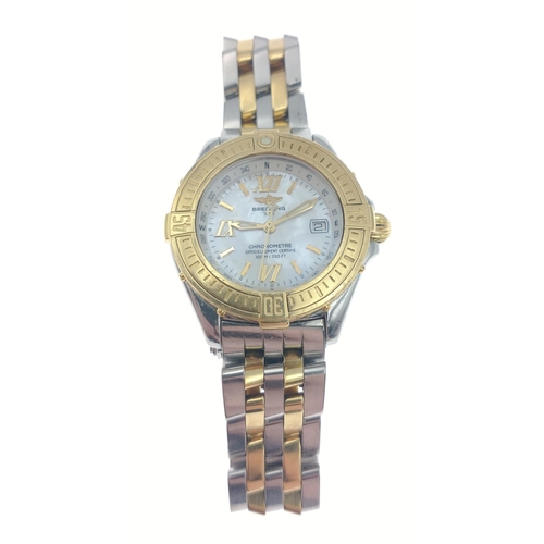 23 - ORIGINAL BREITLING CHRONOMAT ladies Wristwatch 71365D – Manufacturers details - Yellow gold bezel/st... 