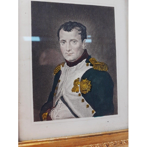 284 - A super older framed print of Napoleon in a lovely very old heavy oak backed gilt frame.  Measures 2... 