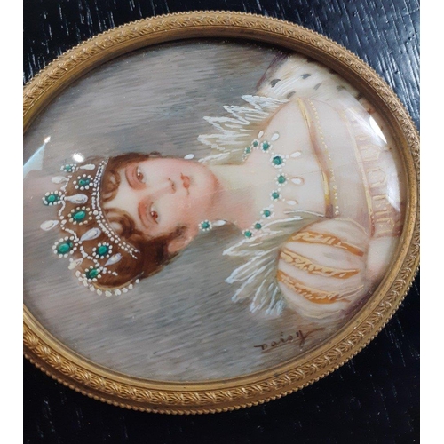 286 - A really quite delightful hand painted signed miniature of EMPRESS JOSEPHINE.  Age uncertain likely ... 