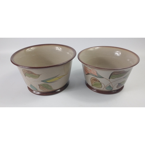 362 - Two vintage DENBY plant pots one 19cm, the other 21cm diameter#379