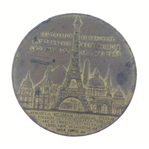 61 - ZUT ALORS !!  An 1889 Bronze EIFFEL TOWER souvenir medal commemorating the Ascension to the Summit o... 