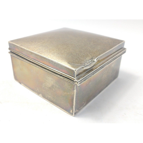 80 - A wooden lined silver hallmarked Birmingham 1928, cigarette box measuring 9x9x5cm, gross weight 380g... 