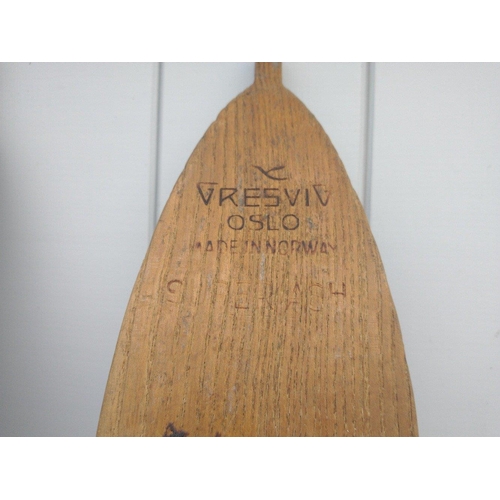 505 - A pair of vintage wooden skis with leather bindings made by GRESVIG of Oslo approx 200cm long#528... 