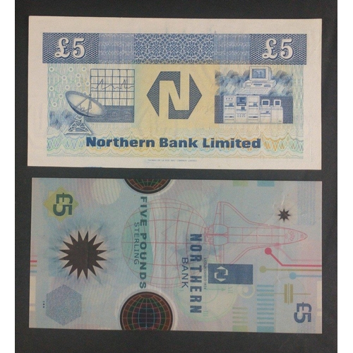 102 - A NORTHERN BANK LIMITED five pound sterling note from 1989 and a polymer NORTHERN BANK five pound no... 