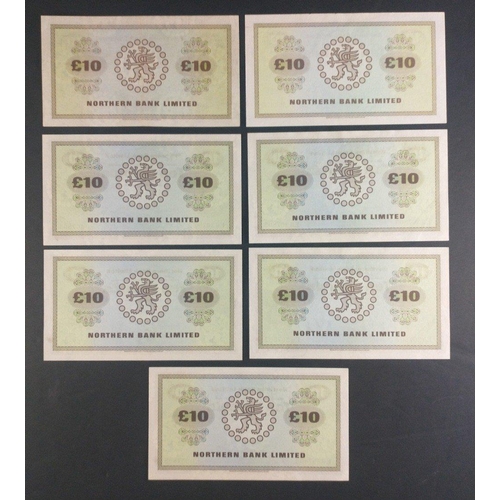 104 - A sequence of NORTHERN BANK LIMITED ten pounds running from E0367806 to E0367808, plus 2 others from... 