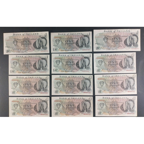 113 - Two BANK OF IRELAND GUTHRIE (agent) one pound notes, 3 one pound notes CHESTNUTT (manager) and a seq... 