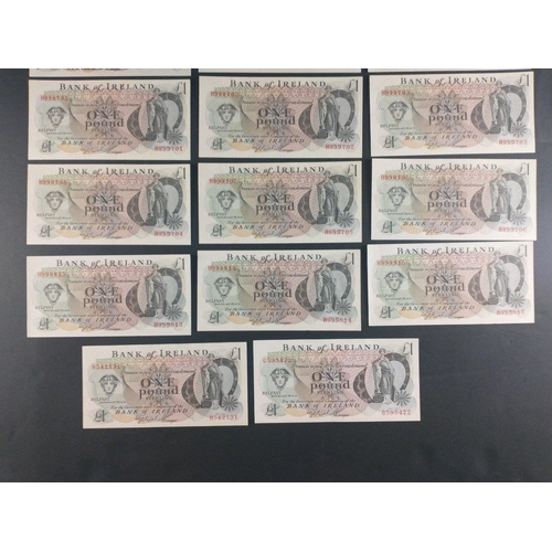 113 - Two BANK OF IRELAND GUTHRIE (agent) one pound notes, 3 one pound notes CHESTNUTT (manager) and a seq... 