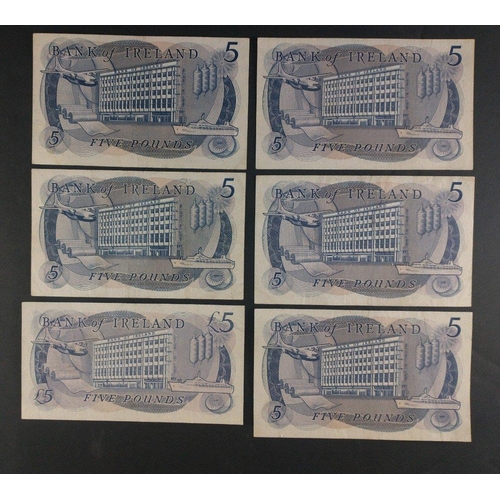 116 - Five BANK of IRELAND five pound notes signed by GUTHRIE (agent) and CHESTNUTT plus one other#116