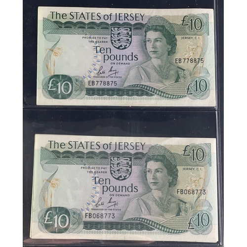 136 - The STATES of JERSEY Banknotes. Six £10 notes EB & FB Prefixes.  All UNC.#136