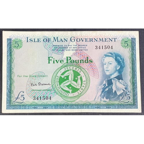 142 - ISLE OF MAN green Stallard £5 Banknote in good collectible grade very minor edge marks.#142