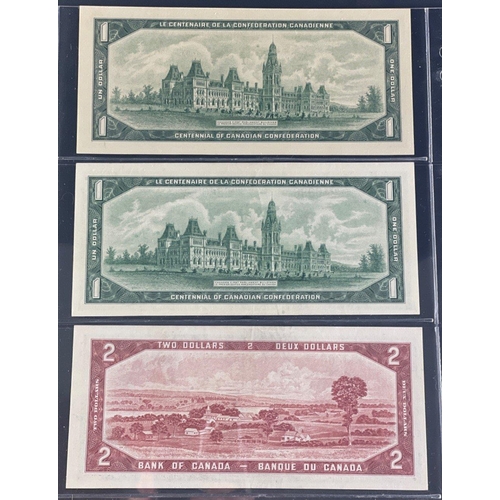 153 - CANADA Banknotes 1954 and 1967  $1 & $2 Uncirculated Crisp All three notes in lovely grade#153... 