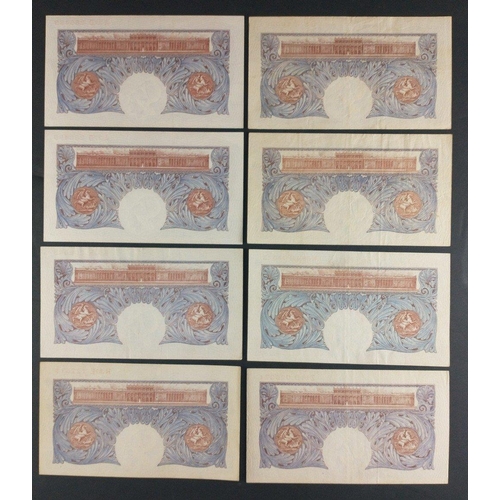 16 - UK Bank of England £1 blue Peppiatt banknotes x8 in good collectible grades.#16