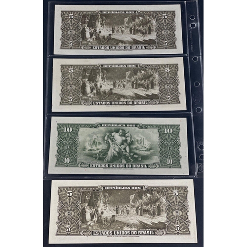 189 - BRAZIL Banknotes x4 including one signed in an unknown hand.  All uncirculated.#189