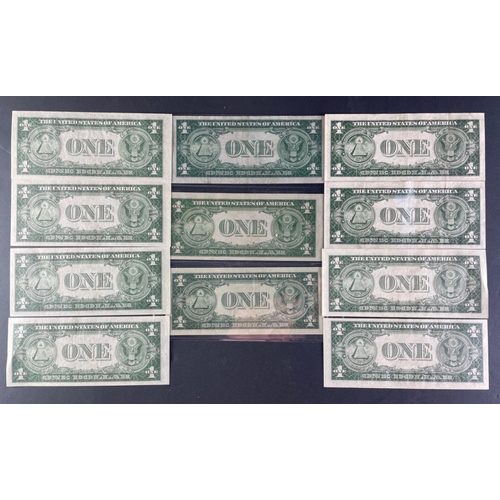 194 - UNITED STATES 1935 Silver Certificate One Dollar Banknotes x 11. All Blue Seals.  One Series 1935, F... 