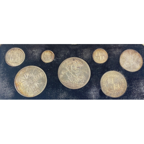 216 - 1887 VICTORIA Jubilee Specimen set in case, a full seven coin set with toning in original case.  Cas... 