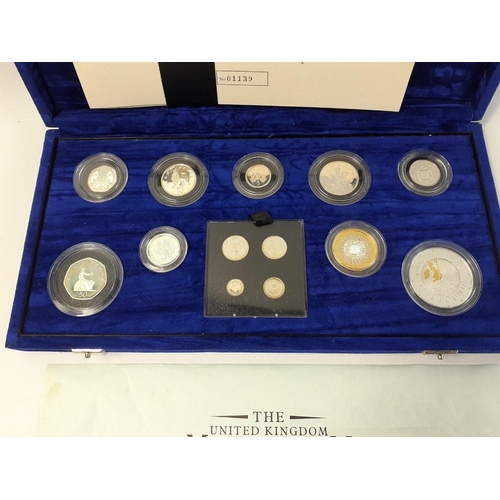 221 - ROYAL MINT United Kingdom MILLENNIUM SILVER COLLECTION coins with Maundy set in plush case with full... 