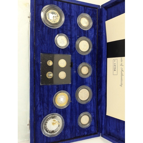 222 - ROYAL MINT United Kingdom MILLENNIUM SILVER COLLECTION Coins with Maundy set in plush case with full... 