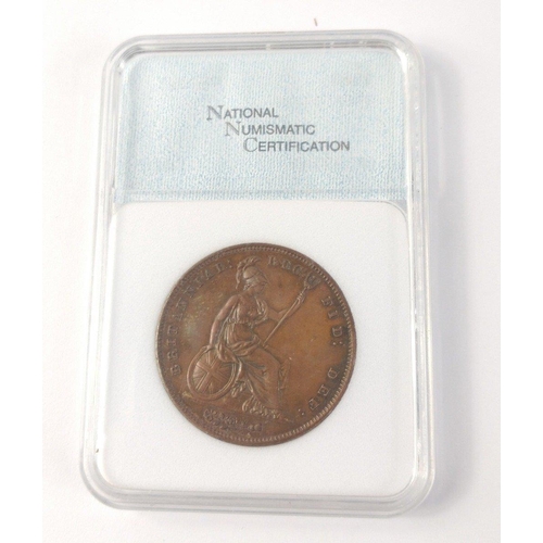 263 - 1853 UNITED KINGDOM Penny slabbed and graded by NNC as PR62-BR.  A lovely coin to grace any early Vi... 