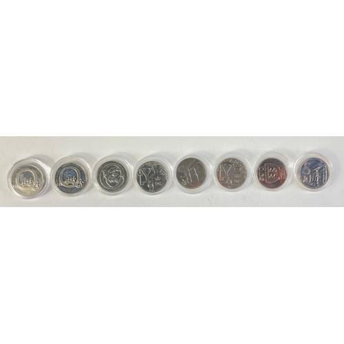 298 - Eight encapsulated letter 10p coins - D, O (x2), Q, S (x2), Y (x2),#298