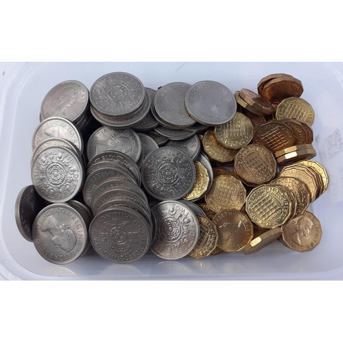 304 - A small tub of UK Queen Elizabeth II FLORINS and THRUPPENCES all in nice, shiny condition#304