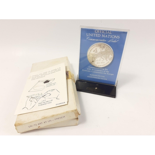 314 - 1972 United Nations 25th Anniversary ECE Silver Medal Russia Edition Proof Sterling Silver Medal enc... 