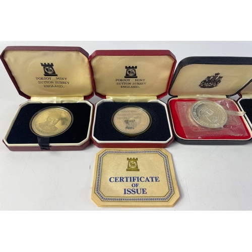 341 - Six ISLE OF MAN silver proof coins being one crown Centenary of the Horse Tram 1976, one crown Bicen... 