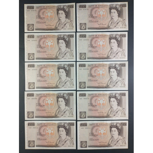 35 - Sequential Bank of England SOMERSET ten pound notes to include 23H 679745 and 6, 56C 832268, 69 and ... 