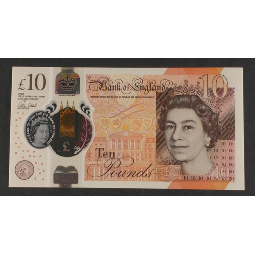 38 - A polymer CLELAND Bank of England ten pound note serial no AA01 071650. Uncirculated condition#38... 