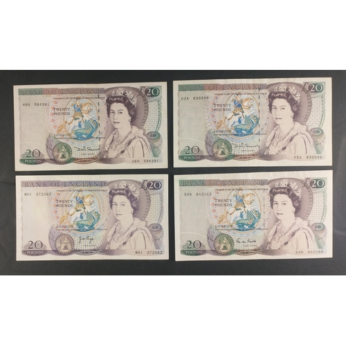 40 - Two purple SOMERSET Bank of England twenty pound notes, one GILL twenty pound note and one PAGE twen... 