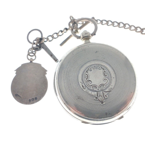 405 - A JAMES GRAHAM Carrickfergus, chronometer balance silver Chester pocket watch with Roman numerals no... 